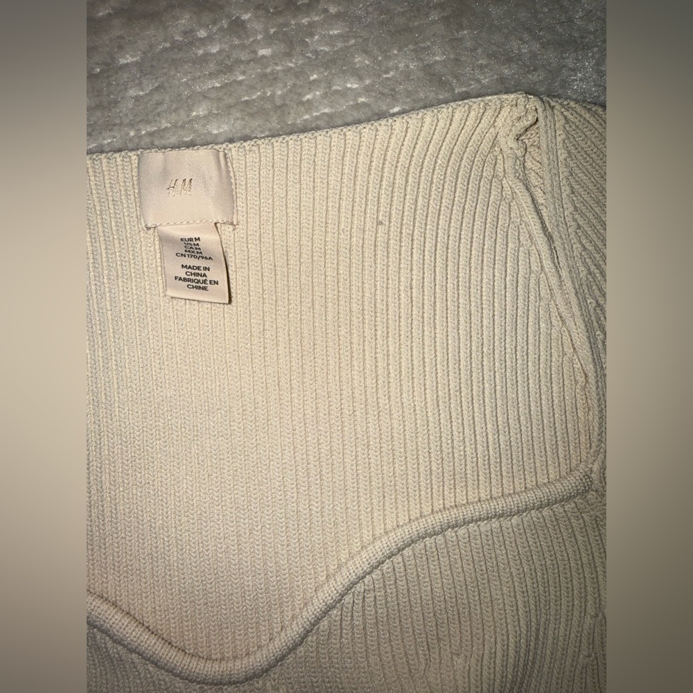 H&M Rib-knit Top, M, Cream - Picture 10 of 15